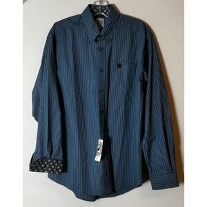 Cinch Men's XS Blue Plaid Button Front Long Sleeve Western Shirt